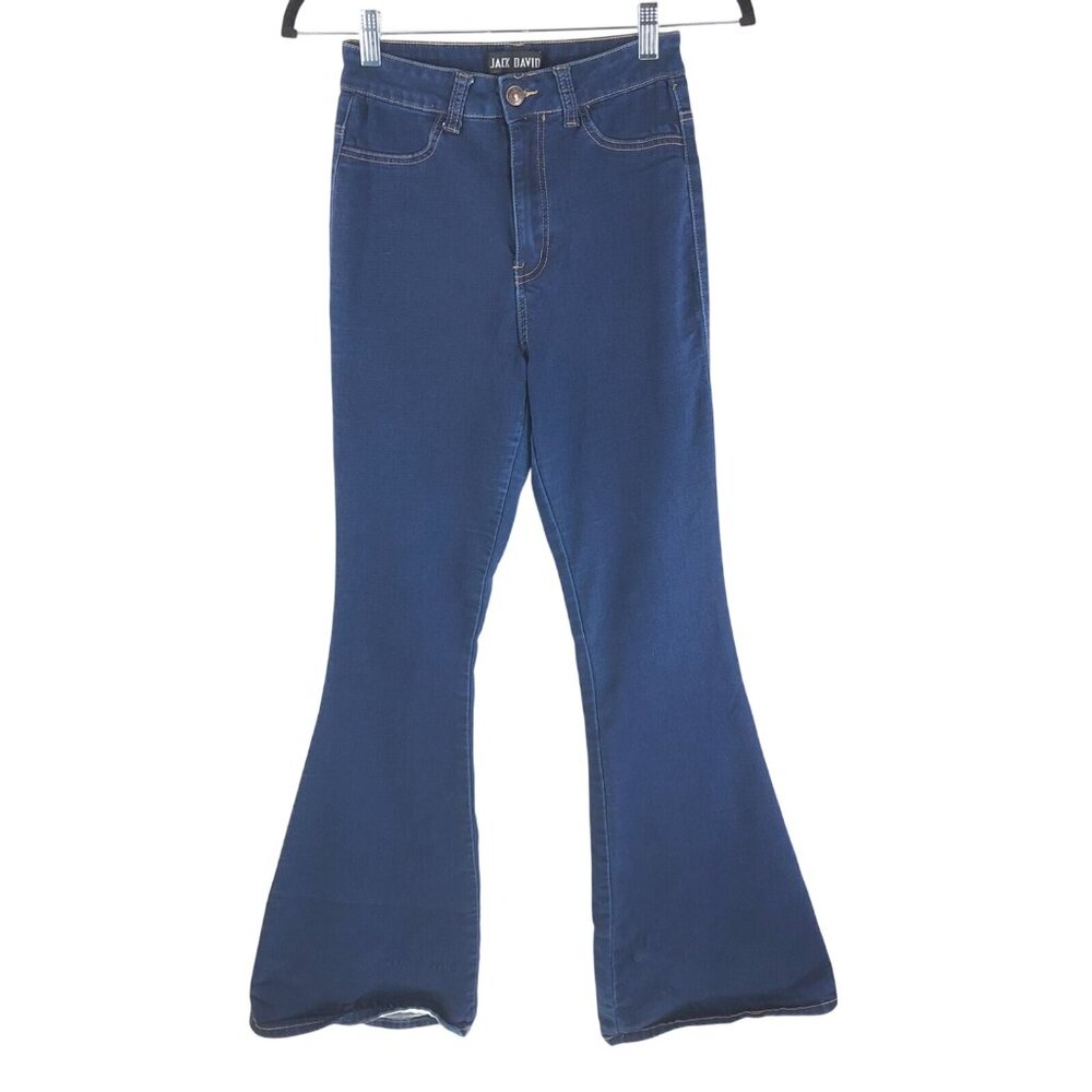 Jack David Womens Jeans High Rise Flare Stretch Dark Wash Size 5